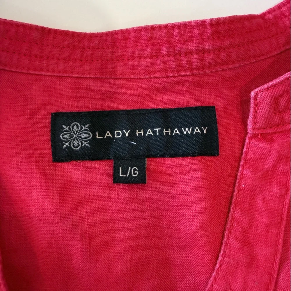 Lady Hathaway 100% Linen Button Down Shirt Summer Capsule Wardrobe size Large - Picture 2 of 9